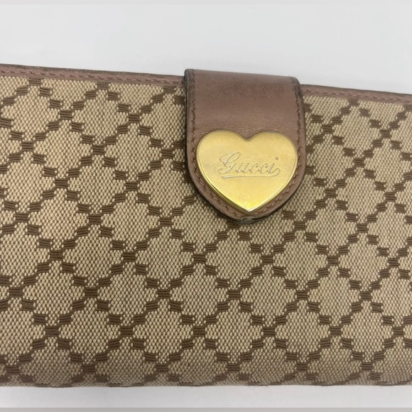 Authentic Vintage GUCCI Leather Long Wallet Brown Canvas Made in Italy NO BOX - Picture 3 of 14